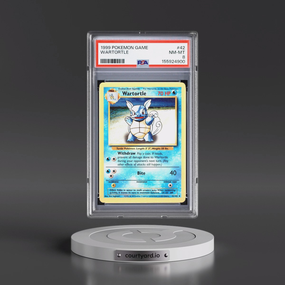 1999 Pokémon Game #42 Wartortle (PSA 8 NM-MT)