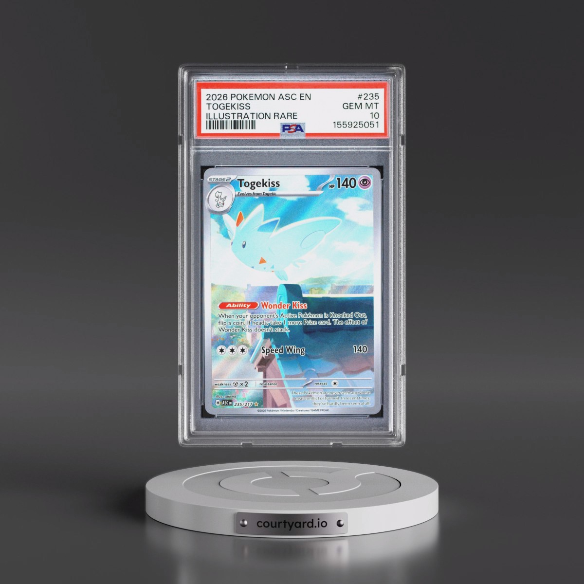 2026 Pokémon Asc EN-Ascended Heroes #235 Togekiss - Illustration Rare (PSA 10 GEM MINT)