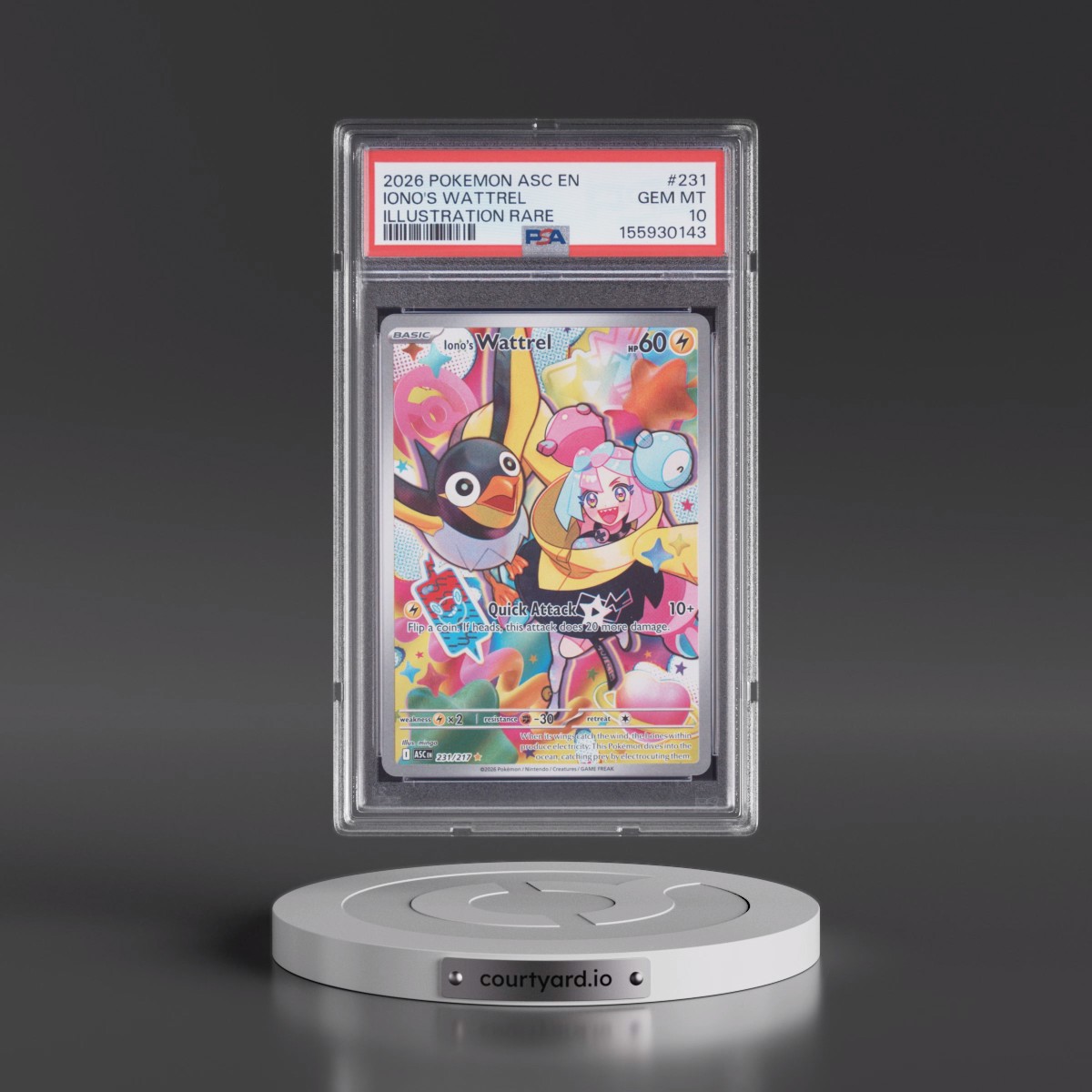 2026 Pokémon Asc EN-Ascended Heroes #231 Iono's Wattrel - Illustration Rare (PSA 10 GEM MINT)