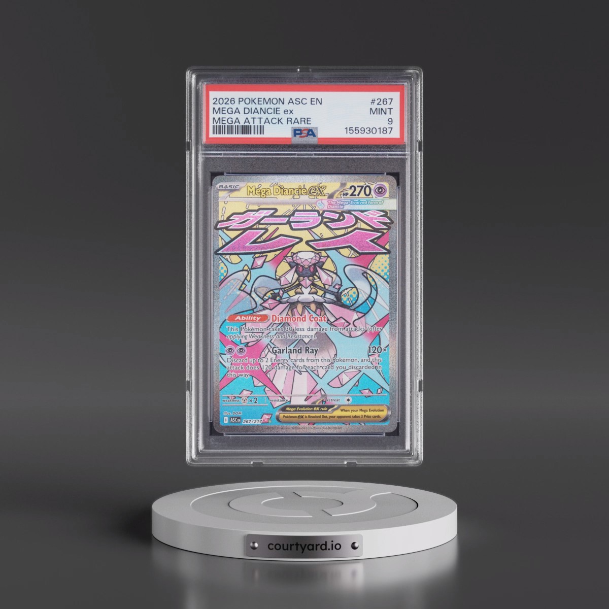 2026 Pokémon Asc EN-Ascended Heroes #267 Mega Diancie EX - Holo Mega Attack Rare (PSA 9 MINT)