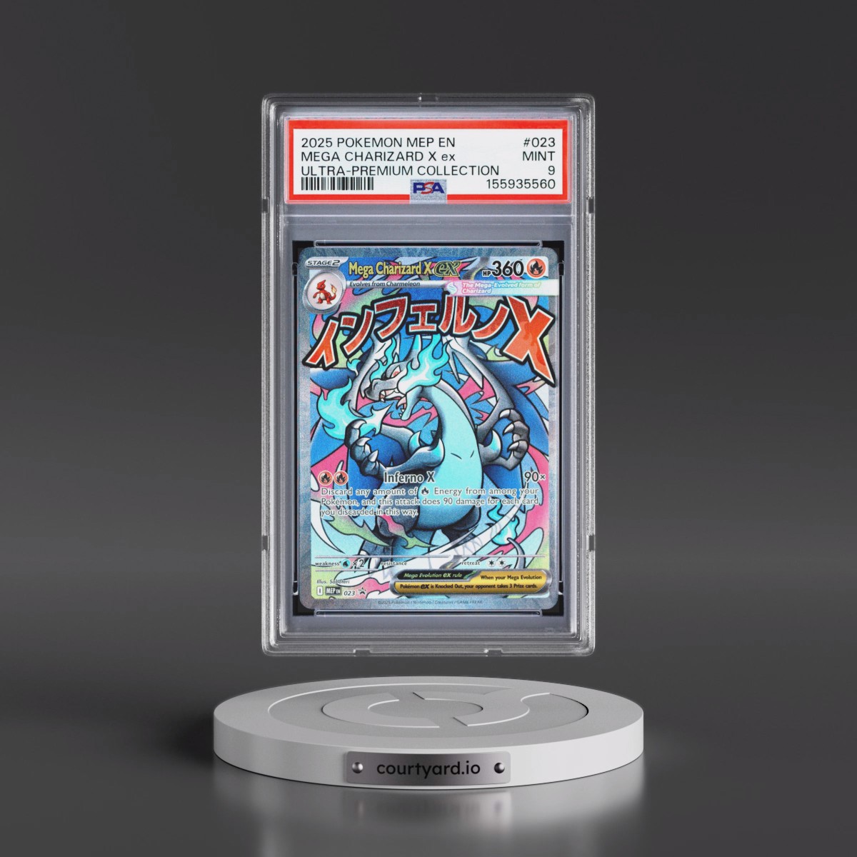 2025 Pokémon Mep EN-Me Black Star Promo #023 Mega Charizard X EX - Holo Mega Charizard X EX Ultra-Premium Collection (PSA 9 MINT)