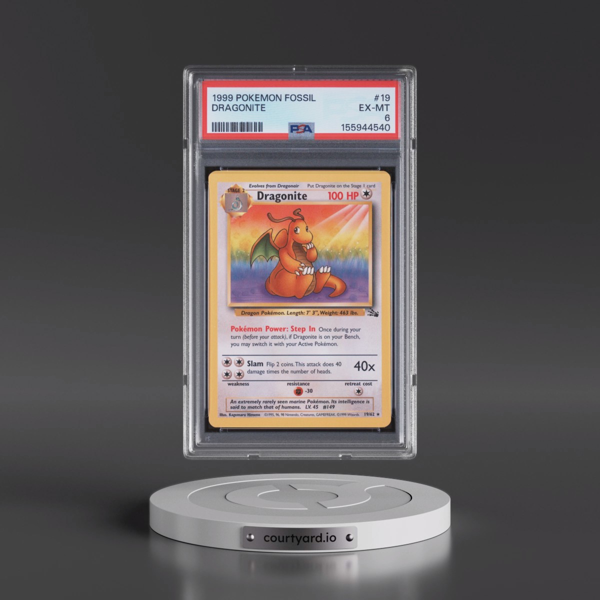 1999 Pokémon Fossil #19 Dragonite (PSA 6 EX-MT)