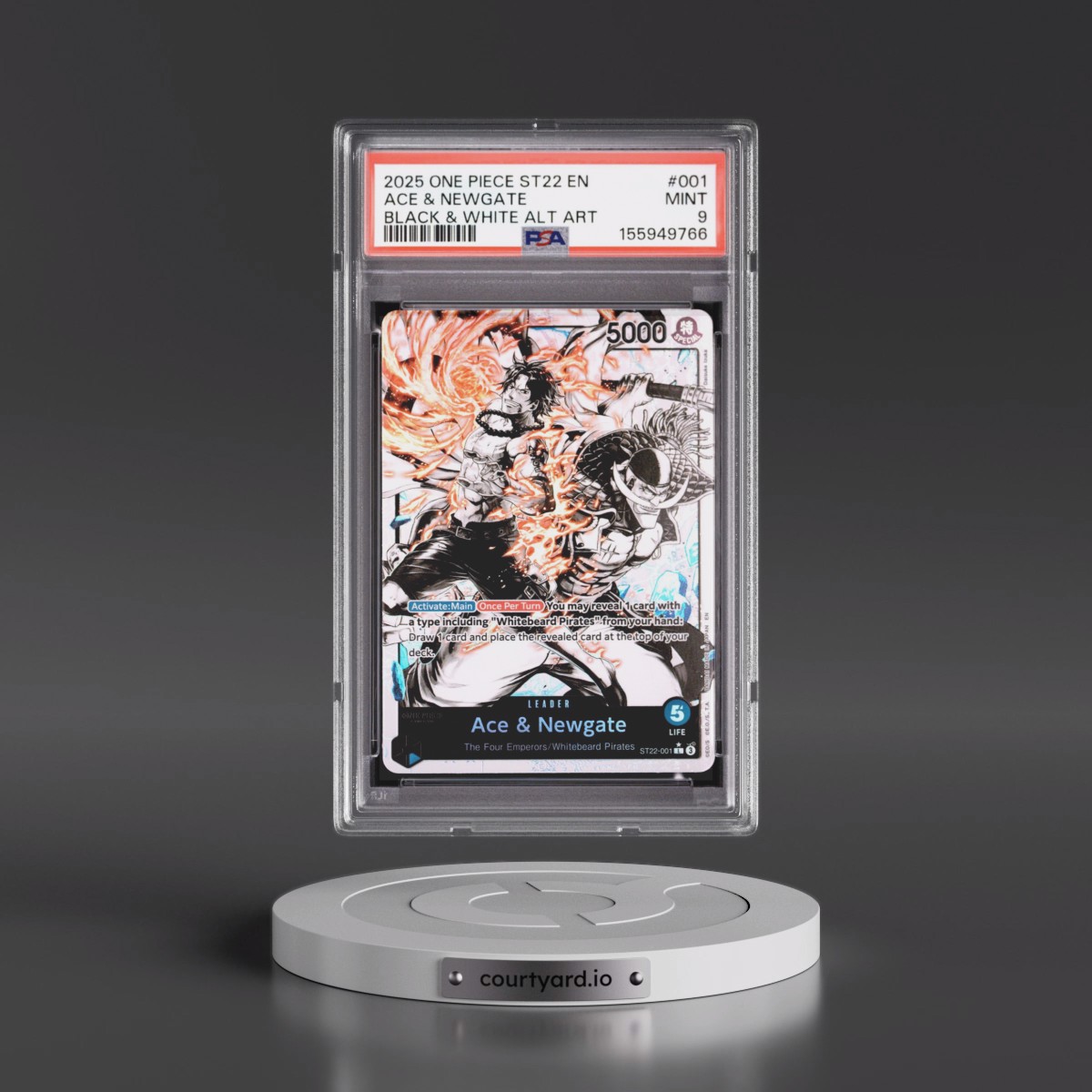 2025 One Piece Starter Deck ST22-Ace & Newgate #001 Ace & Newgate - Black & White Alternate Art (PSA 9 MINT)