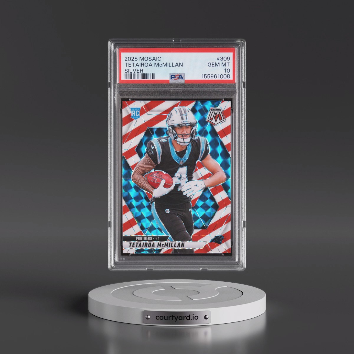 2025 Panini Mosaic #309 Tetairoa Mcmillan - Silver (PSA 10 GEM MINT)