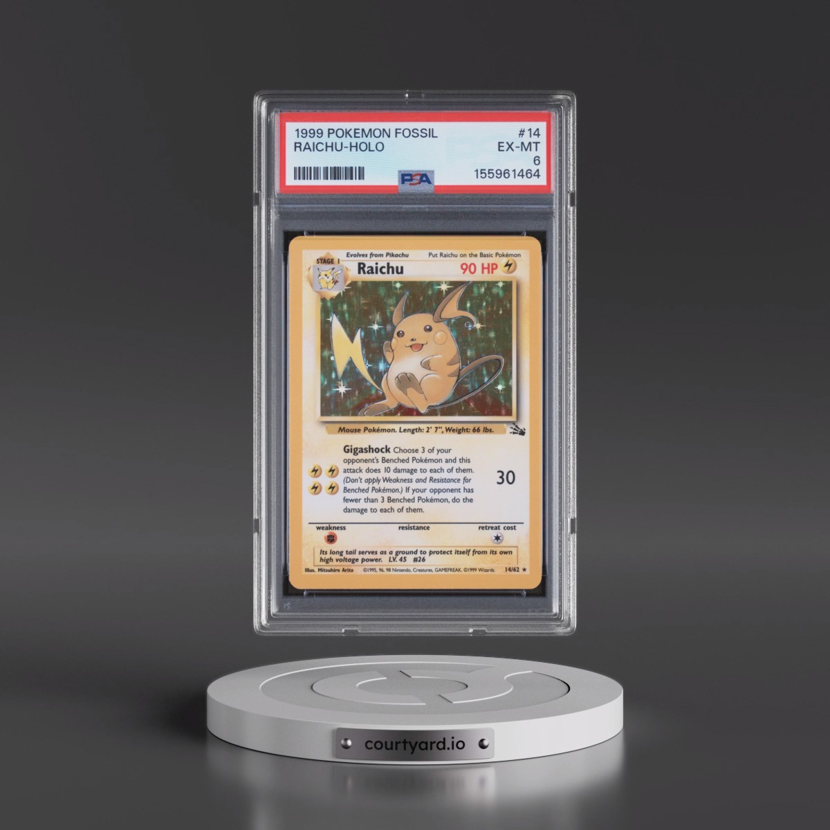 1999 Pokémon Fossil #14 Raichu - Holo (PSA 6 EX-MT)