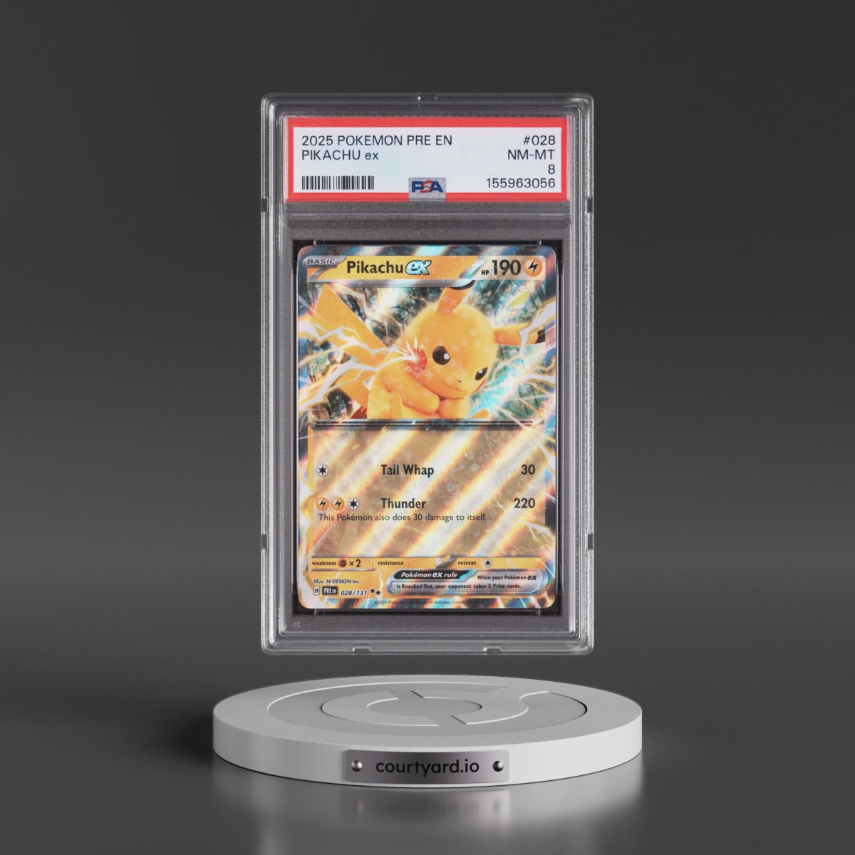 2025 Pokémon Pre EN-Prismatic Evolutions #028 Pikachu EX - Holo (PSA 8 NM-MT)