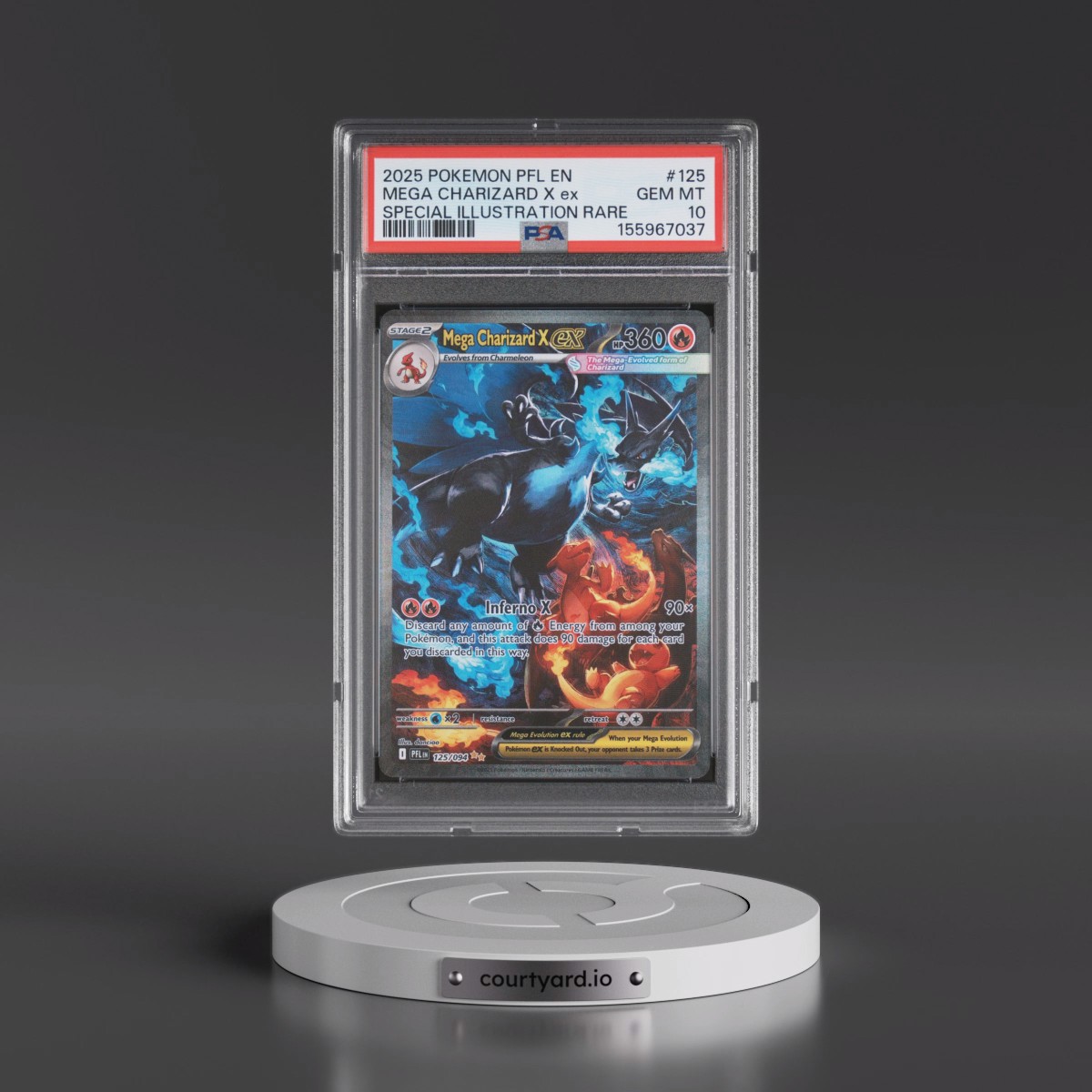 2025 Pokémon Pfl EN-Phantasmal Flames #125 Mega Charizard X EX - Holo Special Illustration Rare (PSA 10 GEM MINT)