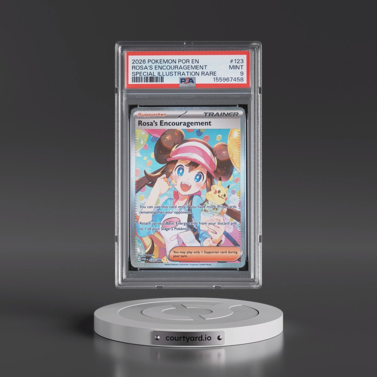 2026 Pokémon Por EN-Perfect Order #123 Rosa's Encouragement - Special Illustration Rare (PSA 9 MINT)