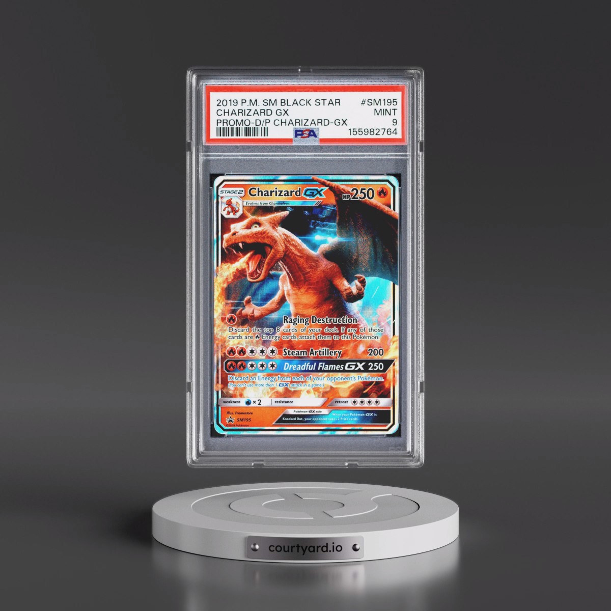 2019 Pokémon SM Black Star Promo #SM195 Charizard GX - Holo Detective Pikachu Charizard-GX (PSA 9 MINT)