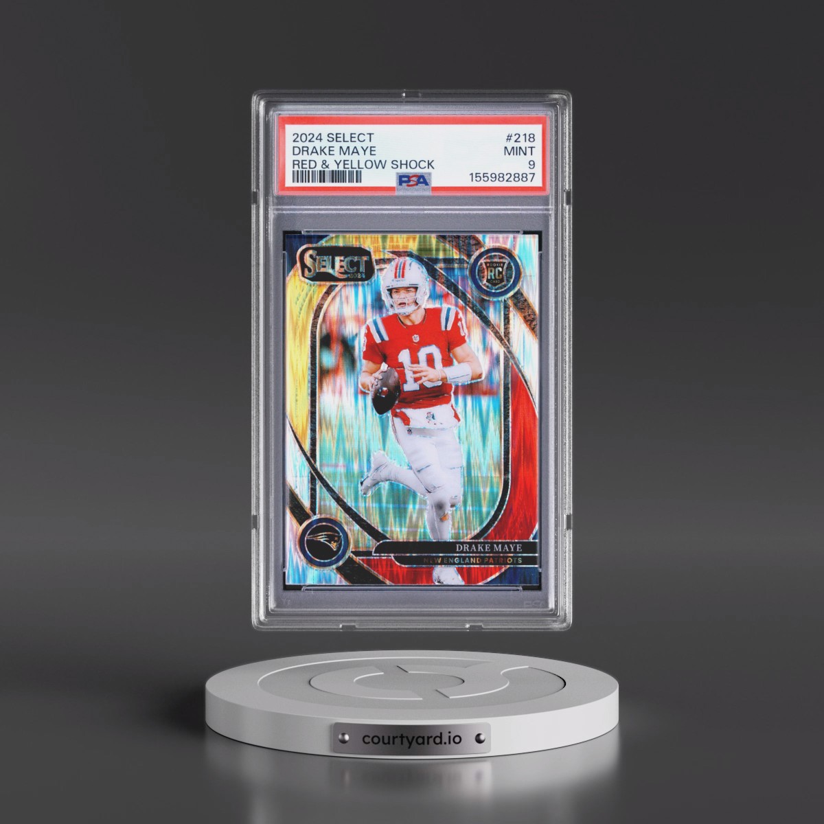 2024 Panini Select #218 Drake Maye - Red & Yellow Shock (PSA 9 MINT)