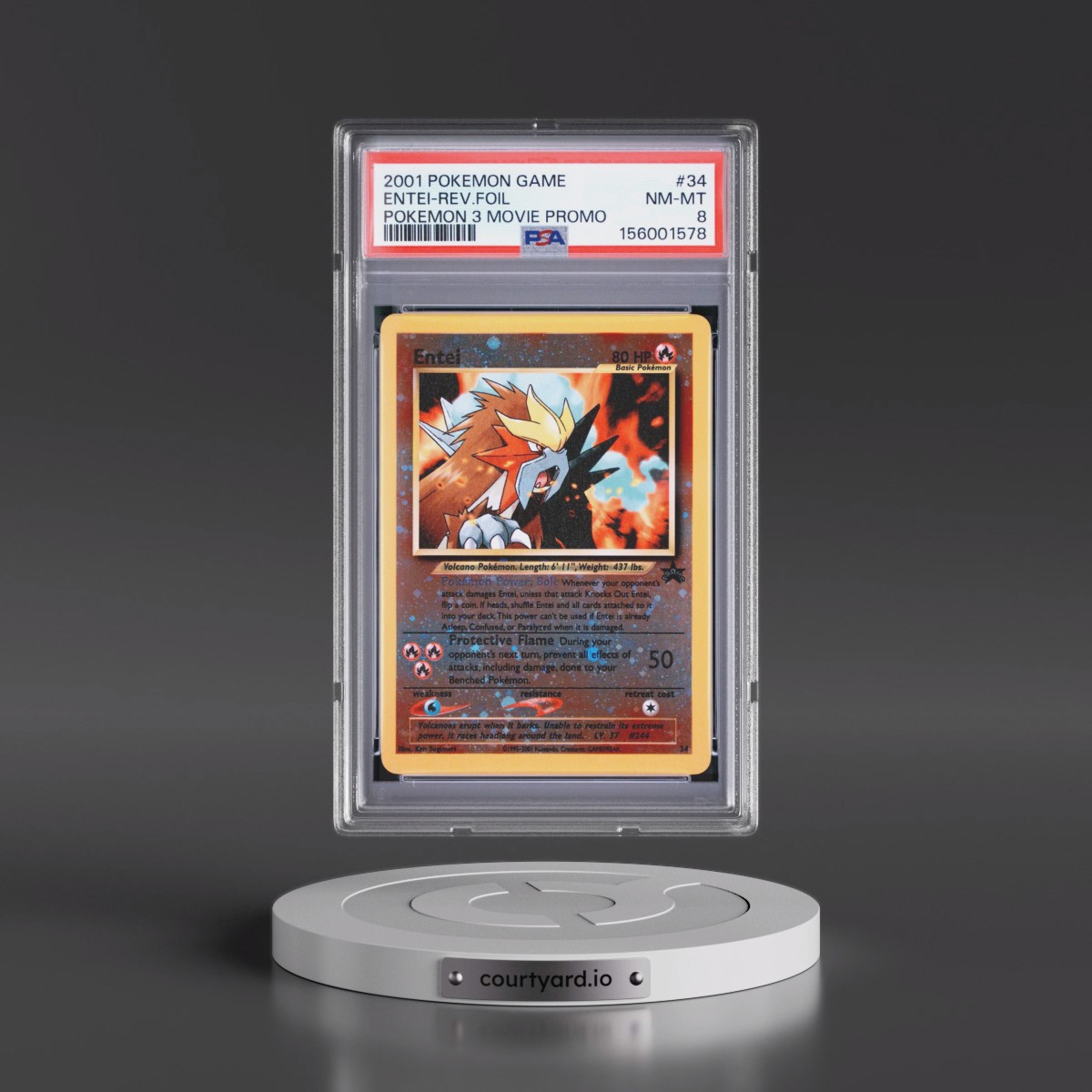 2001 Pokémon Game Movie #34 Entei - Reverse Foil Pokemon 3 Movie Promo (PSA 8 NM-MT)