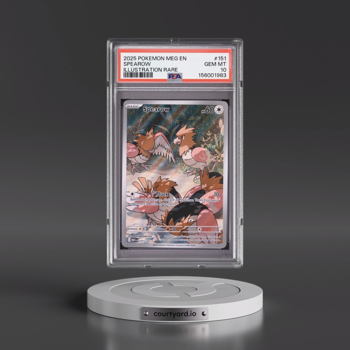 2025 Pokémon Meg EN-Mega Evolution #151 Spearow - Illustration Rare (PSA 10 GEM MINT)