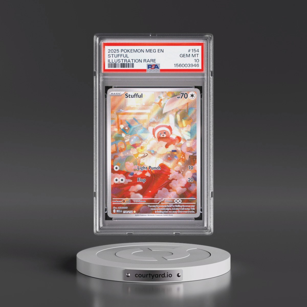 2025 Pokémon Meg EN-Mega Evolution #154 Stufful - Illustration Rare (PSA 10 GEM MINT)