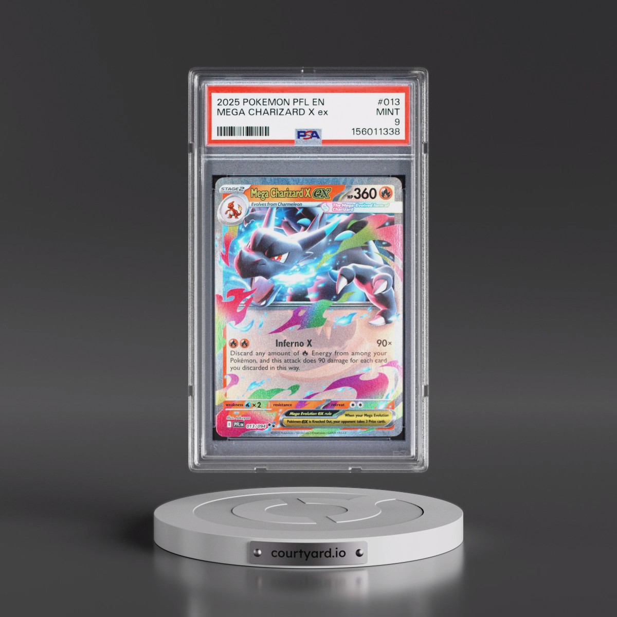 2025 Pokémon Pfl EN-Phantasmal Flames #013 Mega Charizard X EX - Holo (PSA 9 MINT)