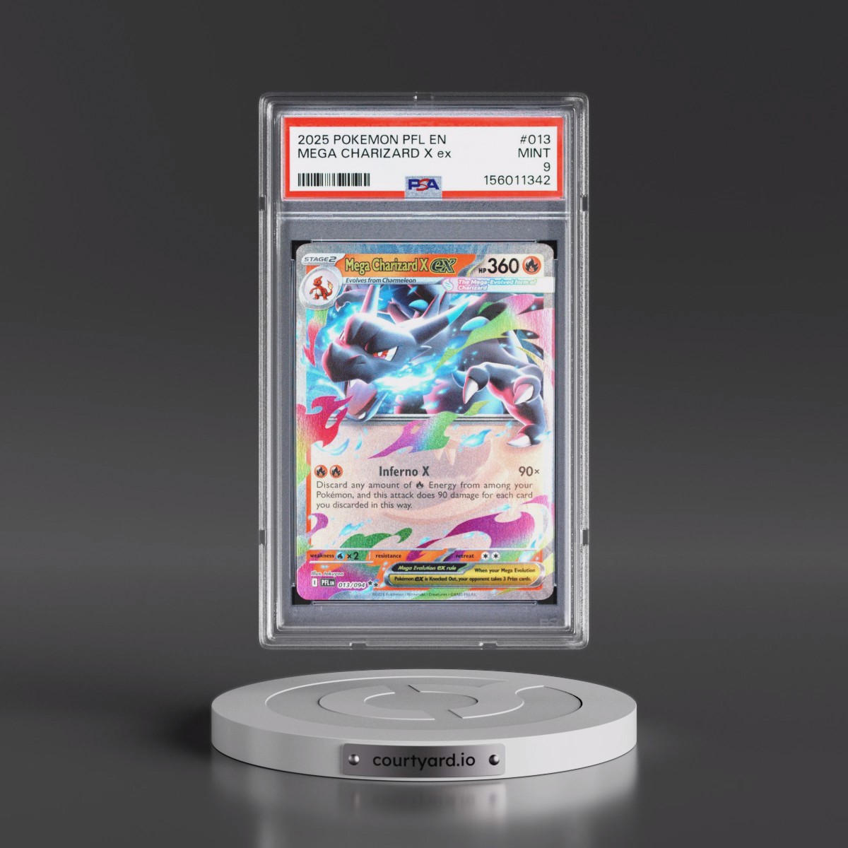 2025 Pokémon Pfl EN-Phantasmal Flames #013 Mega Charizard X EX - Holo (PSA 9 MINT)