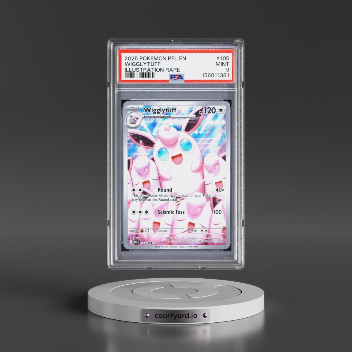2025 Pokémon Pfl EN-Phantasmal Flames #105 Wigglytuff - Illustration Rare (PSA 9 MINT)