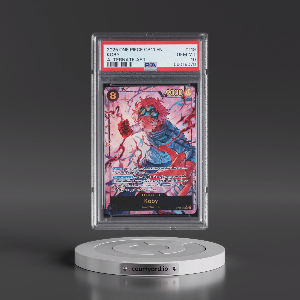 2025 One Piece OP11-A Fist of Divine Speed #119 Koby - Alternate Art (PSA 10 GEM MINT)