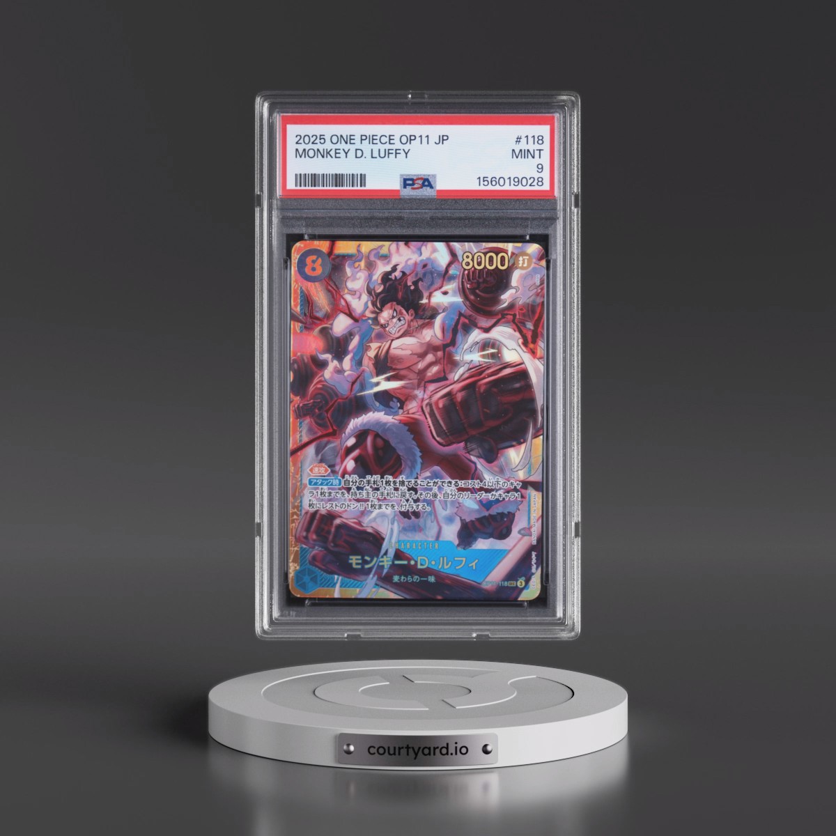2025 One Piece Japanese OP11-A Fist of Divine Speed #118 Monkey D. Luffy (PSA 9 MINT)
