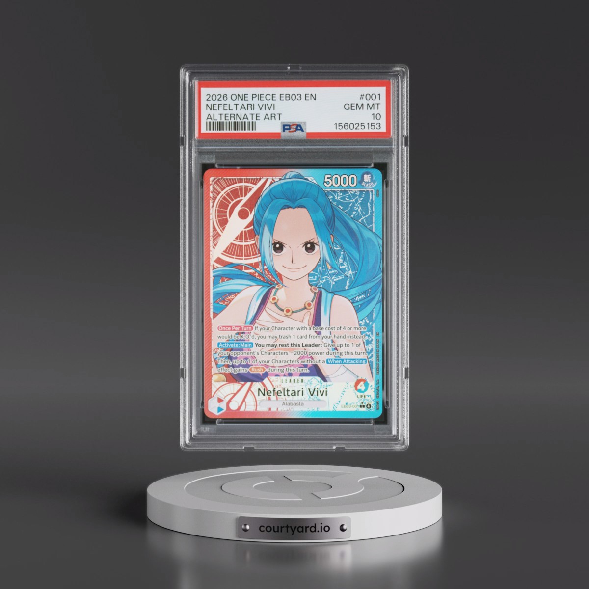 2026 One Piece EB03-Extra Booster -One Piece Heroines Edition #001 Nefeltari Vivi - Alternate Art (PSA 10 GEM MINT)