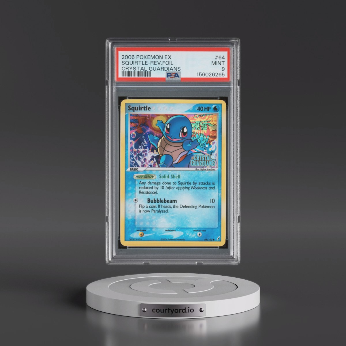 2006 Pokémon EX Crystal Guardians #64 Squirtle - Reverse Foil (PSA 9 MINT)