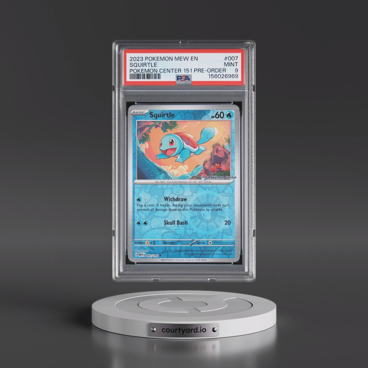 2023 Pokémon Mew EN-151 #007 Squirtle - Pokemon Center 151 Pre-Order Promo (PSA 9 MINT)