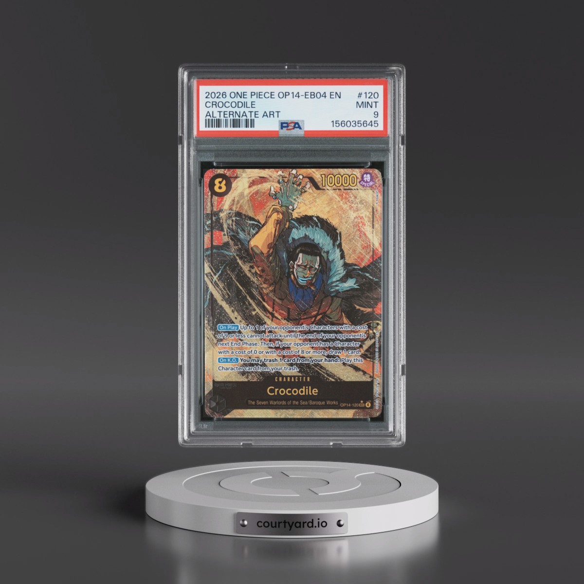 2026 One Piece OP14-EB04-the Azure Sea's Seven #120 Crocodile - Alternate Art (PSA 9 MINT)