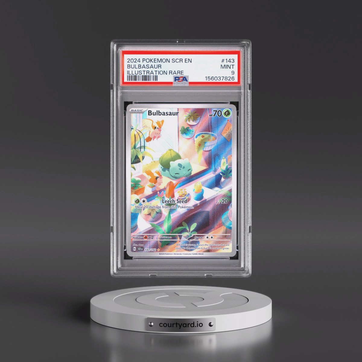 2024 Pokémon Scr EN-Stellar Crown #143 Bulbasaur - Illustration Rare (PSA 9 MINT)