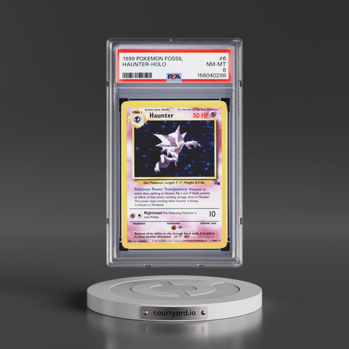 1999 Pokémon Fossil #6 Haunter - Holo (PSA 8 NM-MT)