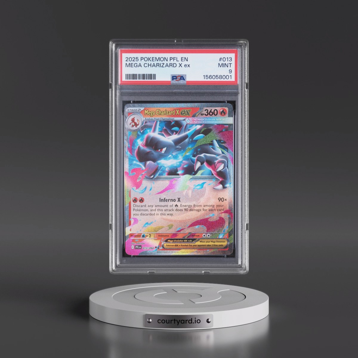 2025 Pokémon Pfl EN-Phantasmal Flames #013 Mega Charizard X EX - Holo (PSA 9 MINT)