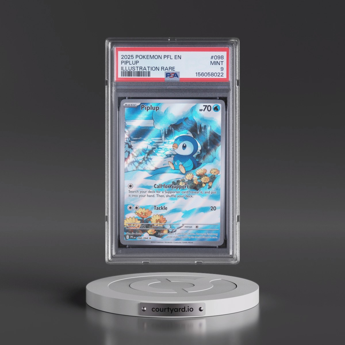 2025 Pokémon Pfl EN-Phantasmal Flames #098 Piplup - Illustration Rare (PSA 9 MINT)