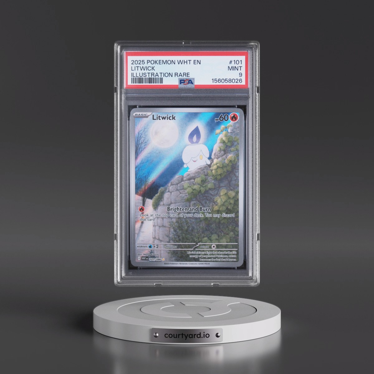 2025 Pokémon Wht EN-White Flare #101 Litwick - Illustration Rare (PSA 9 MINT)