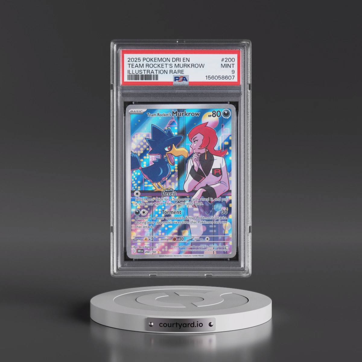 2025 Pokémon Dri EN-Destined Rivals #200 Team Rocket's Murkrow - Illustration Rare (PSA 9 MINT)