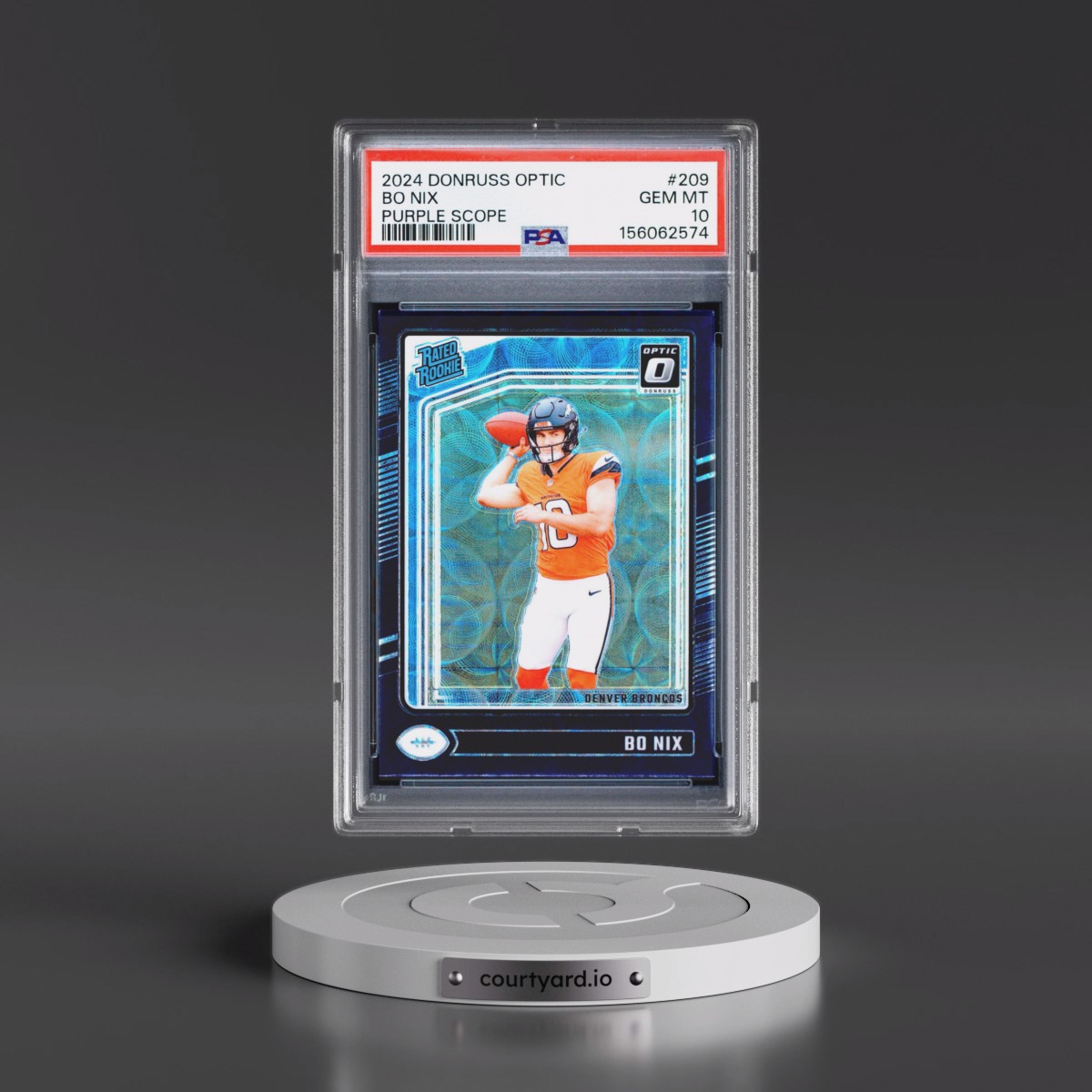 2024 Panini Donruss Optic Bo Nix - Purple Scope #209 PSA 10