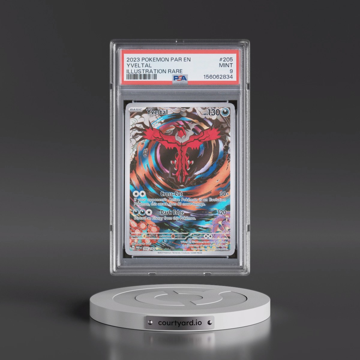 2023 Pokémon Par EN-Paradox Rift #205 Yveltal - Illustration Rare (PSA 9 MINT)