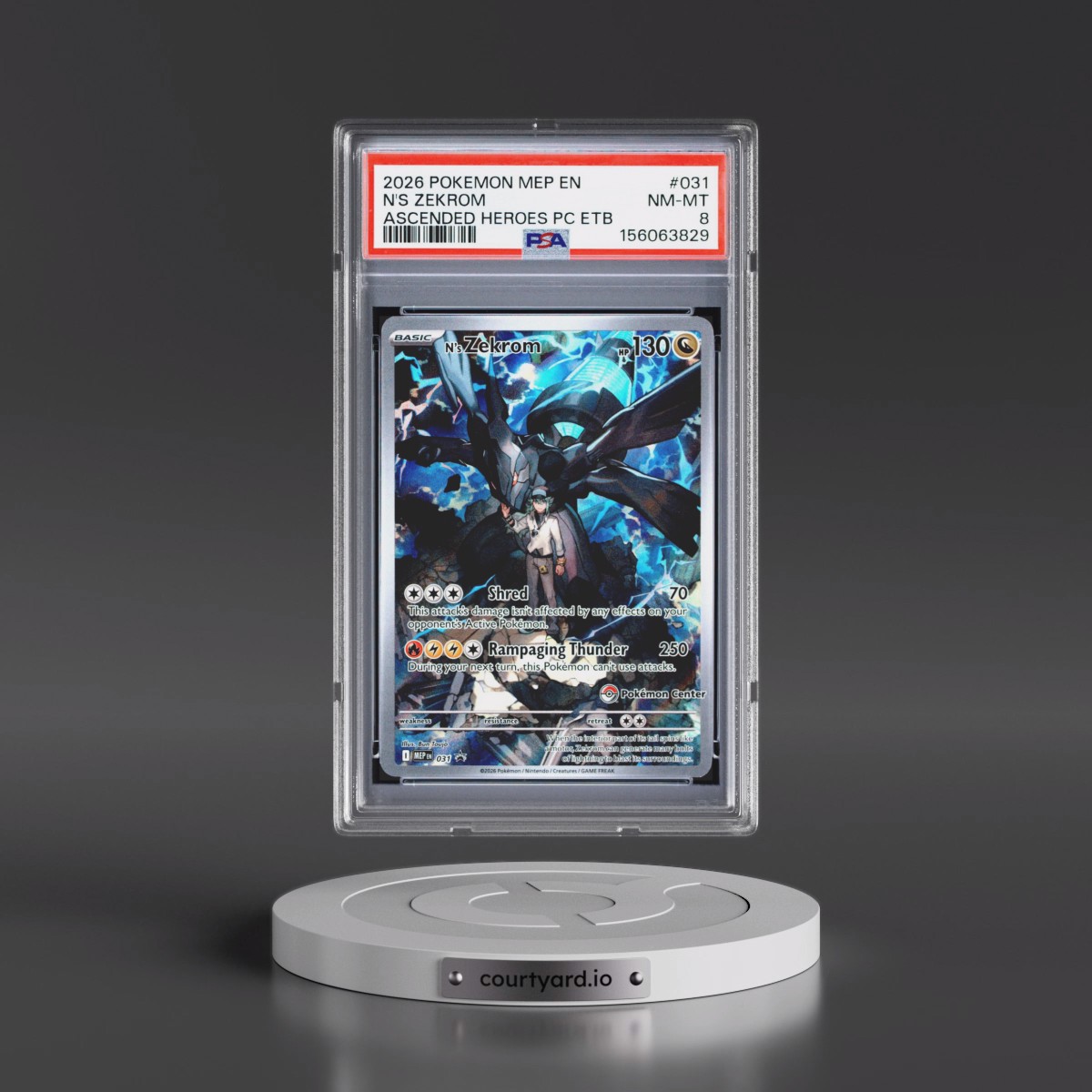 2026 Pokémon Mep EN-Me Black Star Promo #031 N's Zekrom - Ascended Heroes Pokemon Center Elite Trainer Box (PSA 8 NM-MT)