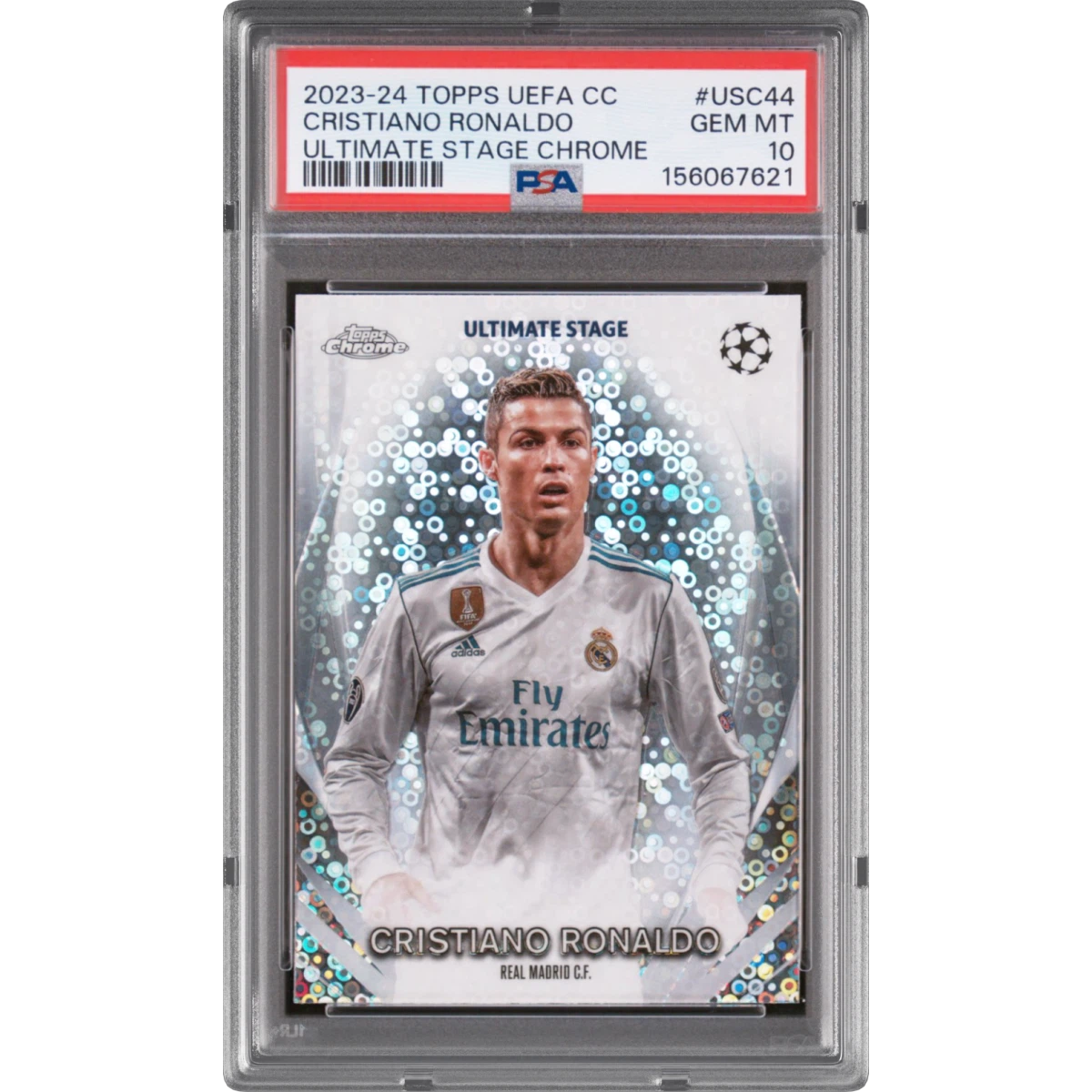 2023-24 Topps UEFA Club Competitions Ultimate Stage Chrome #USC44 Cristiano Ronaldo (PSA 10 GEM MINT)