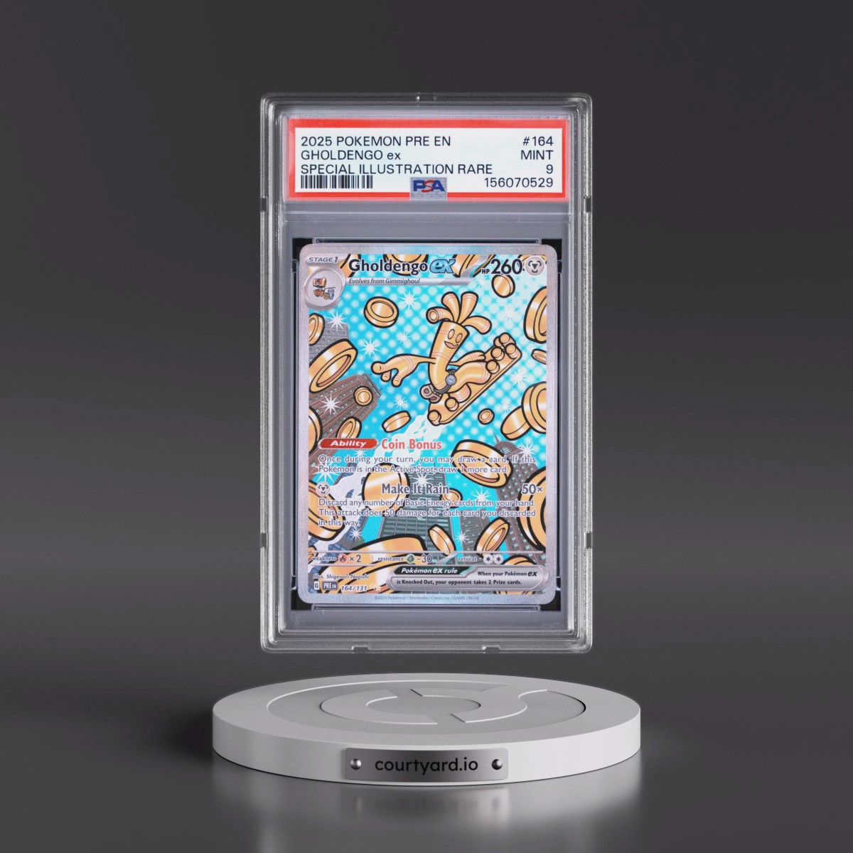 2025 Pokémon Pre EN-Prismatic Evolutions #164 Gholdengo EX - Holo Special Illustration Rare (PSA 9 MINT)