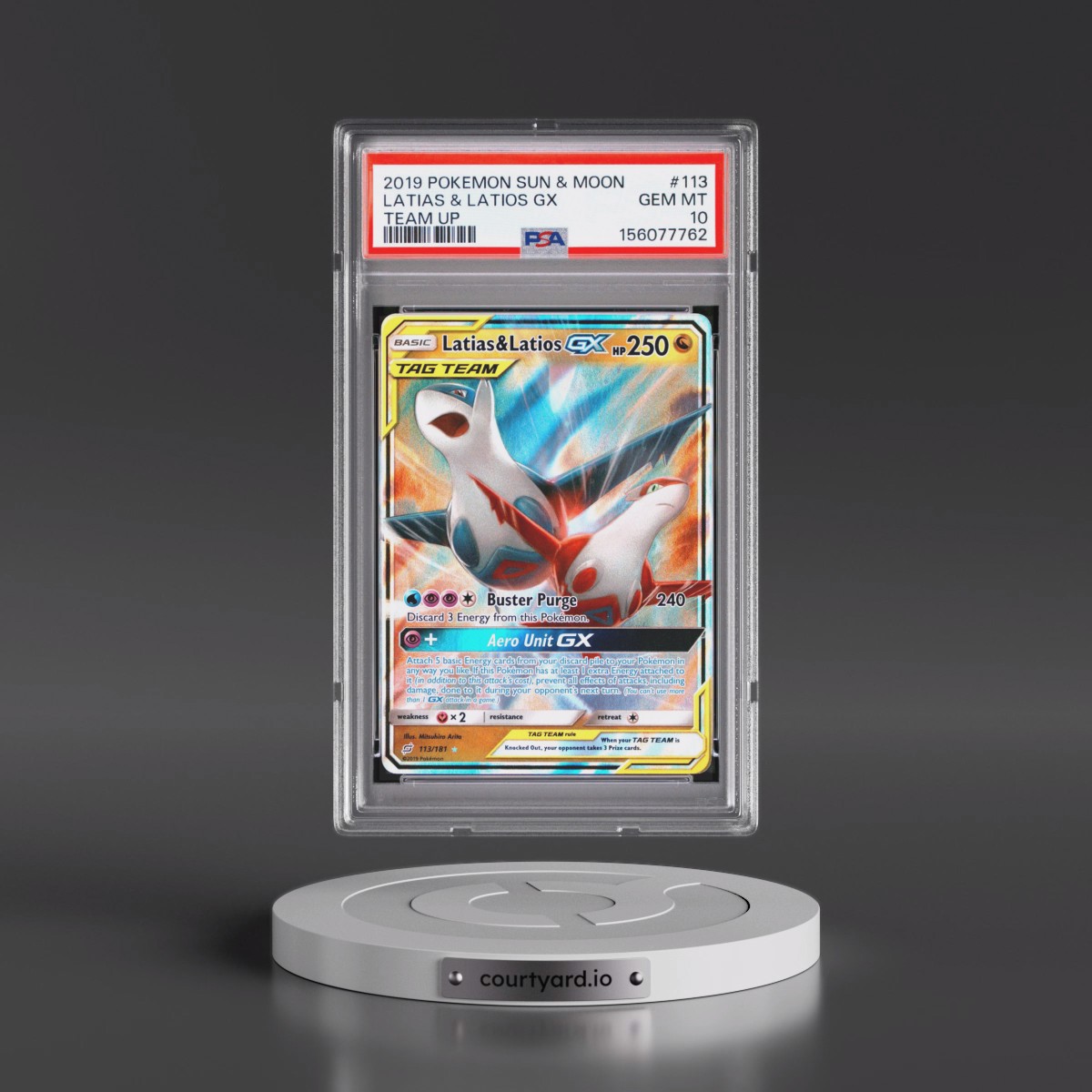 2019 Pokémon Sun & Moon Team Up #113 Latias & Latios GX - Holo (PSA 10 GEM MINT)