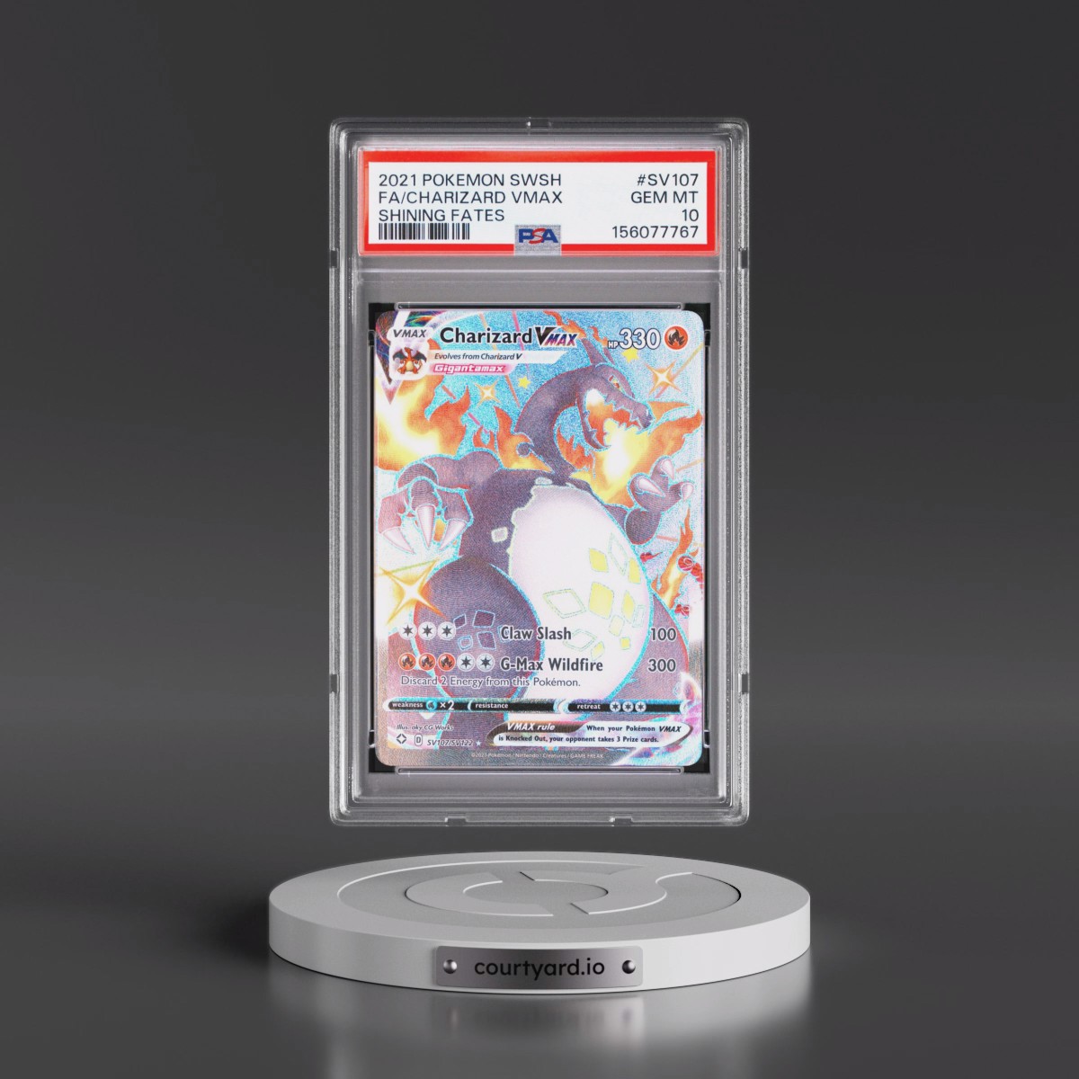 2021 Pokémon Sword & Shield Shining Fates #SV107 Charizard Vmax - Full Art (PSA 10 GEM MINT)