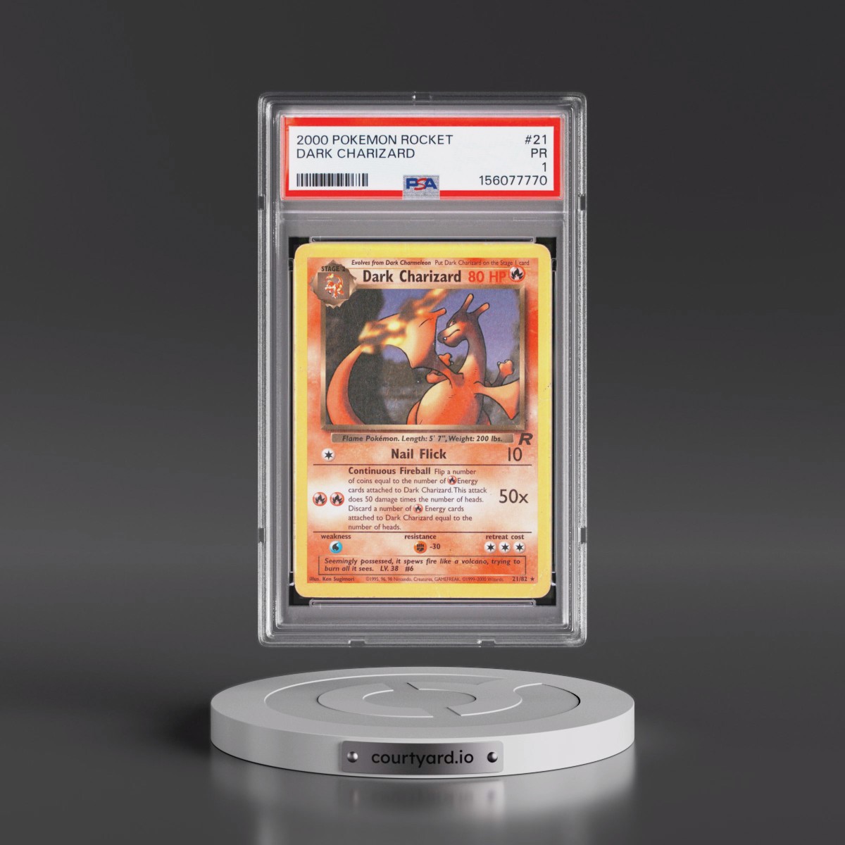 2000 Pokémon Rocket #21 Dark Charizard (PSA 1 PR)