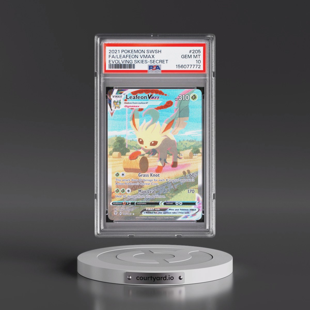 2021 Pokémon Sword & Shield Evolving Skies #205 Leafeon Vmax - Full Art Secret (PSA 10 GEM MINT)