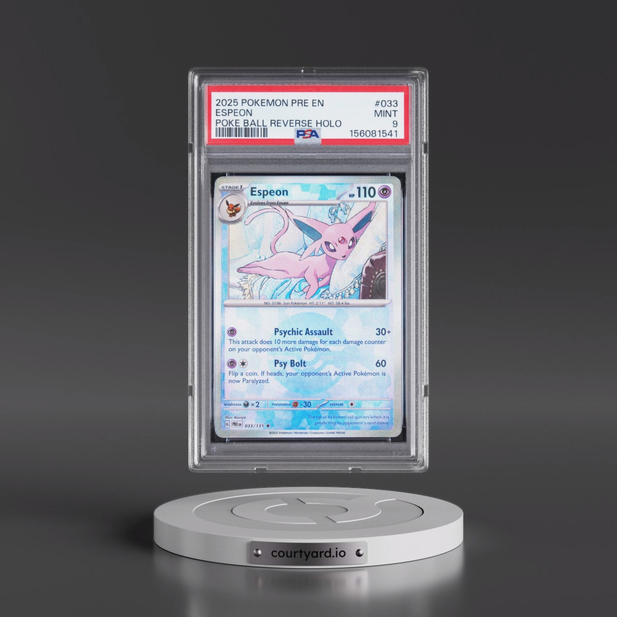 2025 Pokémon Pre EN-Prismatic Evolutions #033 Espeon - Reverse Holo Poke Ball (PSA 9 MINT)
