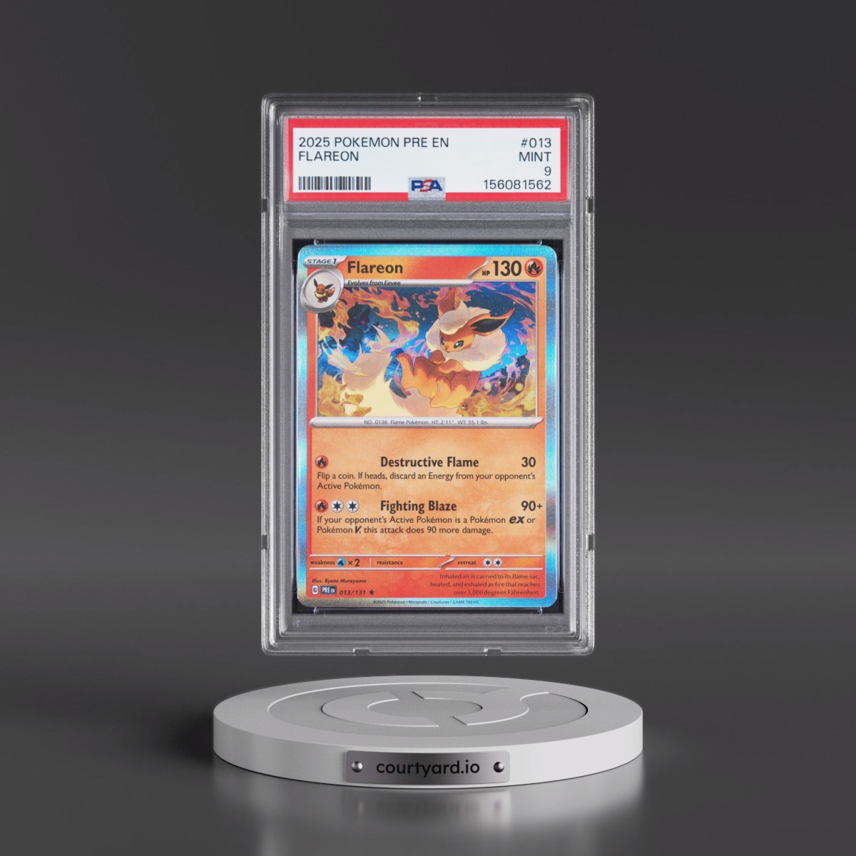 2025 Pokémon Pre EN-Prismatic Evolutions #013 Flareon (PSA 9 MINT)