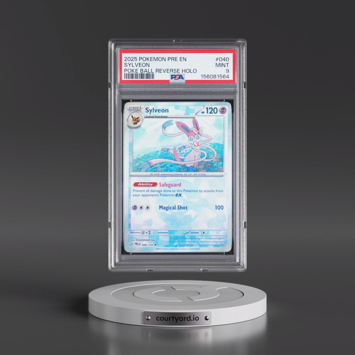 2025 Pokémon Pre EN-Prismatic Evolutions #040 Sylveon - Reverse Holo Poke Ball (PSA 9 MINT)