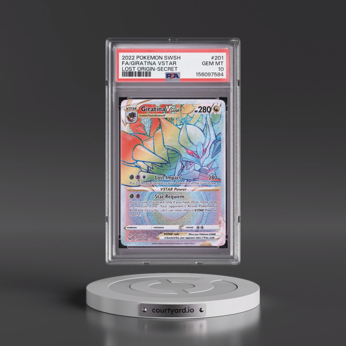 2022 Pokémon Sword & Shield Lost Origin #201 Giratina Vstar - Full Art Secret (PSA 10 GEM MINT)