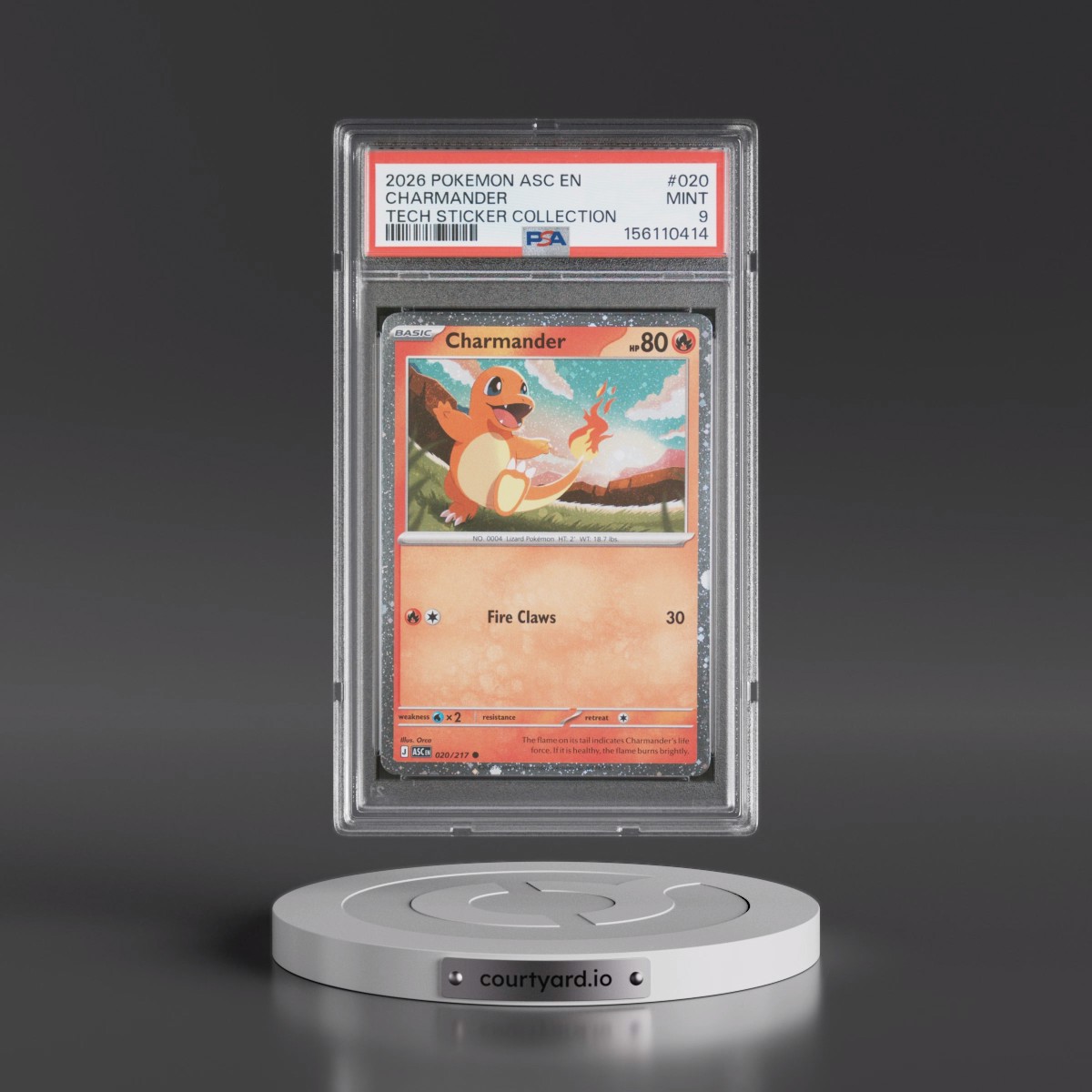 2026 Pokémon Asc EN-Ascended Heroes #020 Charmander - Tech Sticker Collection (PSA 9 MINT)
