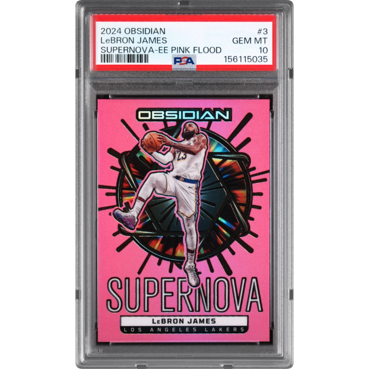 2024 Panini Obsidian Supernova #3 LeBron James - Electric Etch Pink Flood (PSA 10 GEM MINT)