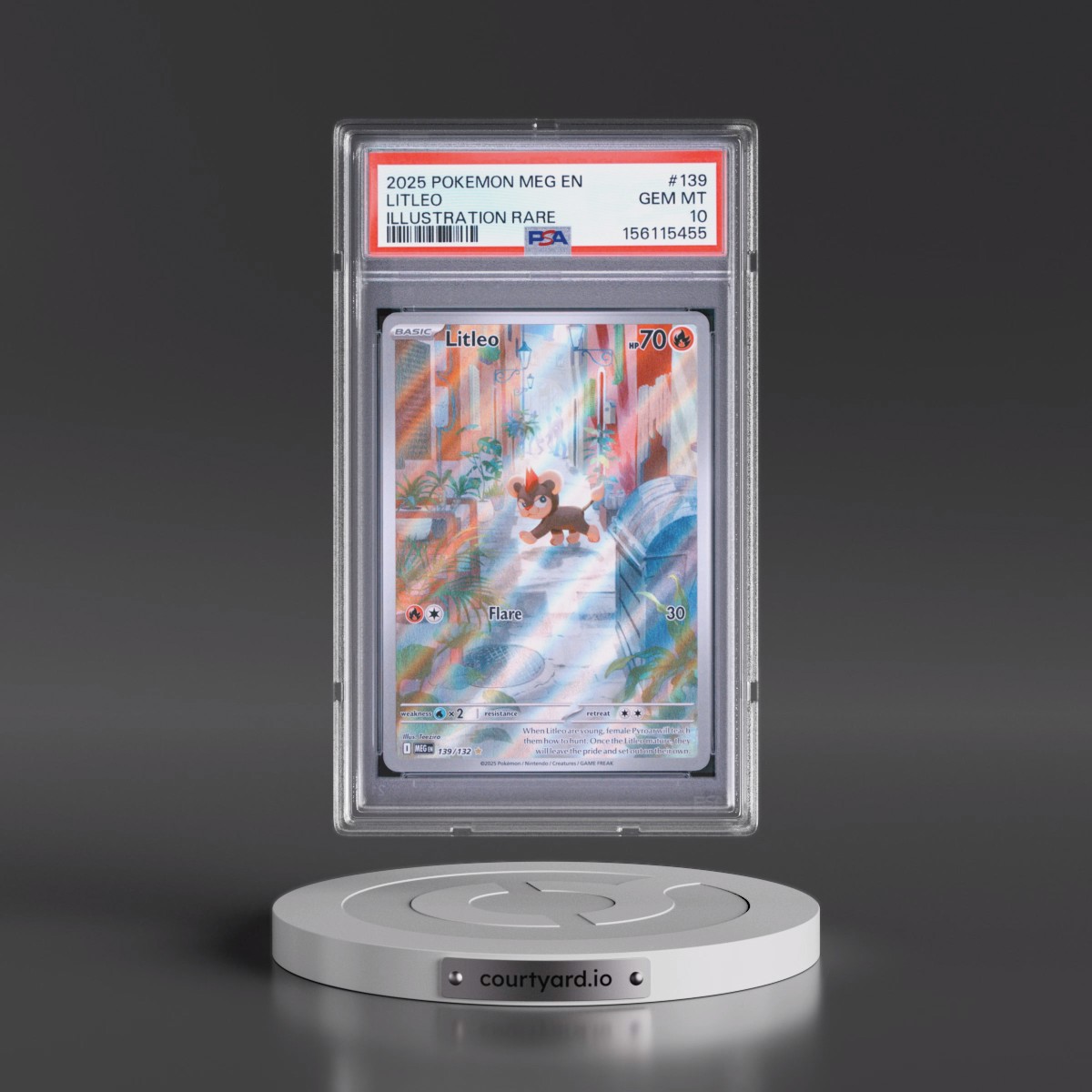 2025 Pokémon Meg EN-Mega Evolution #139 Litleo - Illustration Rare (PSA 10 GEM MINT)