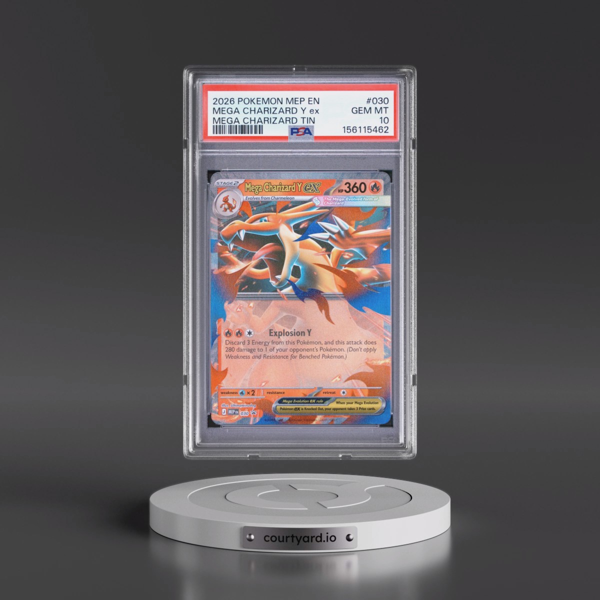 2026 Pokémon Mep EN-Me Black Star Promo #030 Mega Charizard Y EX - Holo Mega Charizard Tin (PSA 10 GEM MINT)