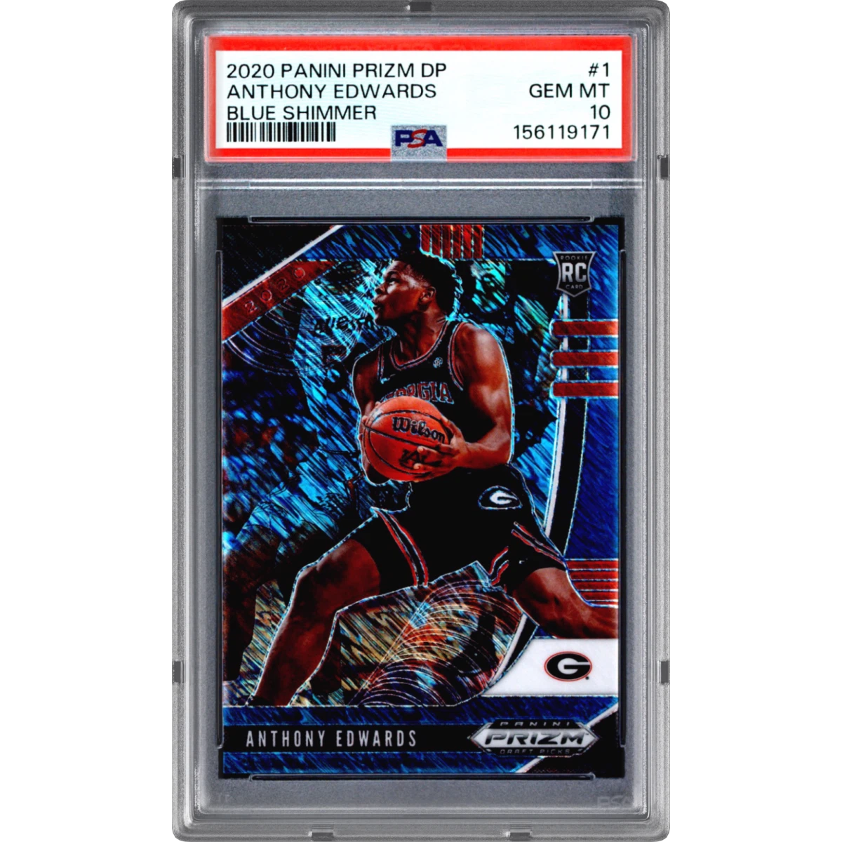 2020 Panini Prizm Draft Picks #1 Anthony Edwards - Blue Shimmer (PSA 10 GEM MINT)